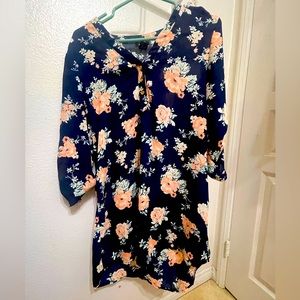 Dark Blue Floral Dress